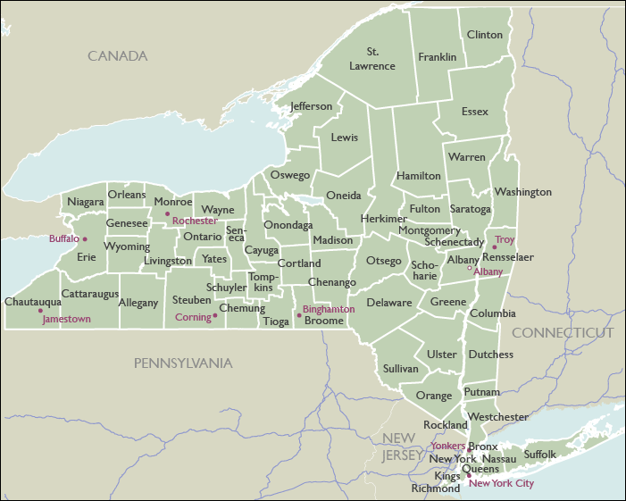 County Zip Code Maps of New York
