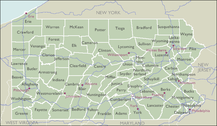County Zip Code Maps Of Pennsylvania Deliverymaps